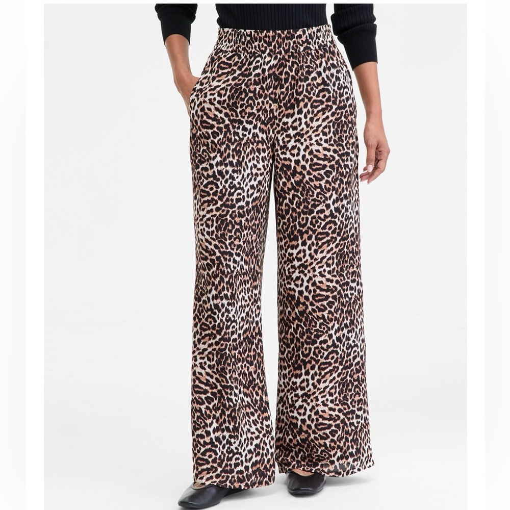 NWT INC International Concepts Women's Printed Pull-On Wide-Leg Pants - Picture 2 of 5